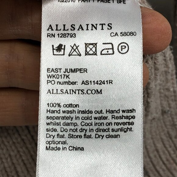 All Saints Cream Cotton East Jumper Pullover, Sweater, Crew, size S - Picture 6 of 16